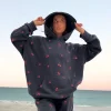 Mon Cheri Oversized Pullover Hoodie - Navy Blue