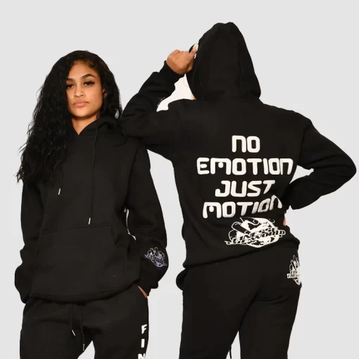 No Emotion Just Motion Black Pullover Hoodie