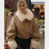 Camille Razat Emily In Paris S04 Fur Trim Suede Jacket