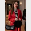 Emily in Paris S04 Lily Collins Leather Red Coat