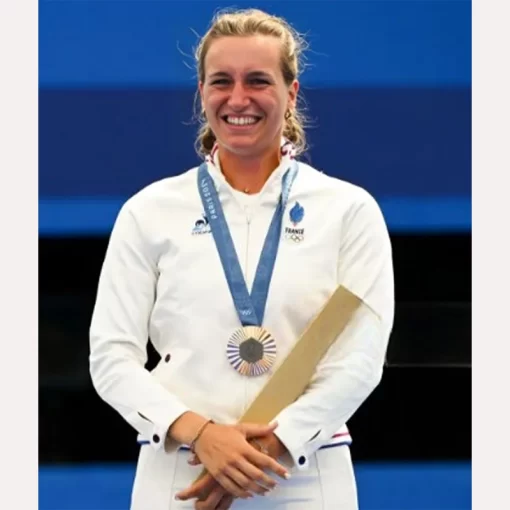 Paris Olympic 2024 Lisa Barbelin White Bomber Jacket