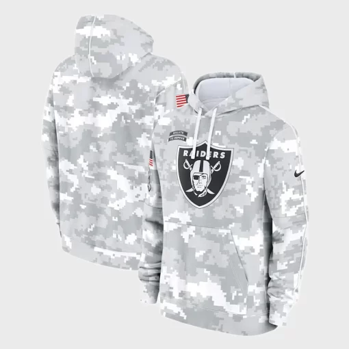 NFL 2024 Las Vegas Raiders Nike Arctic Camo Salute to Service Club Hoodie