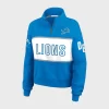 Unisex Erin Andrews Blue Detroit Lions Quarter-Zip Jacket