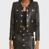 The Today Show Chloe Melas Collarless Black Leather Jacket