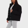 White Fox Puffer Black Jacket