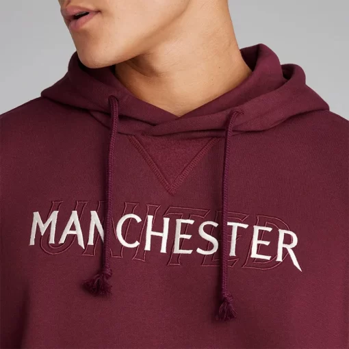 Unisex Adidas MANU SZN Overhead Hoodie Maroon