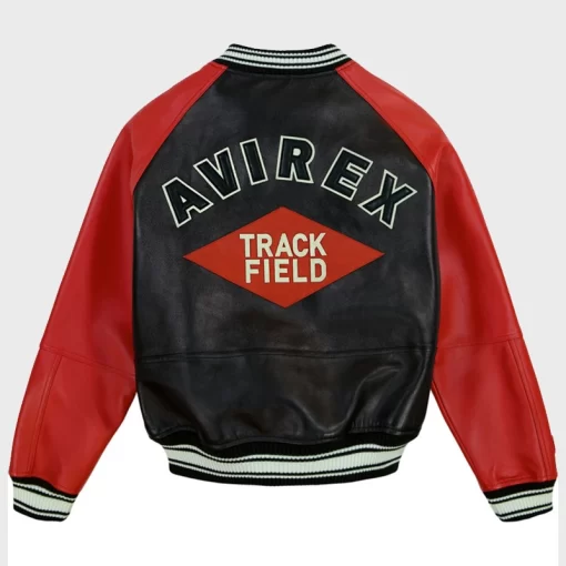 Avirex Track & Field Black and Red Varsity Bomber Jacket