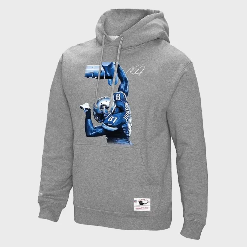 Mitchell & Ness Calvin Johnson Gray Detroit Lions Pullover Hoodie