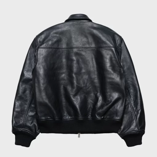 Stussy Leather Flight Jacket in Black