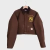 Get Vintage Carhartt X NY Yankees Crop Jacket Dark Brown