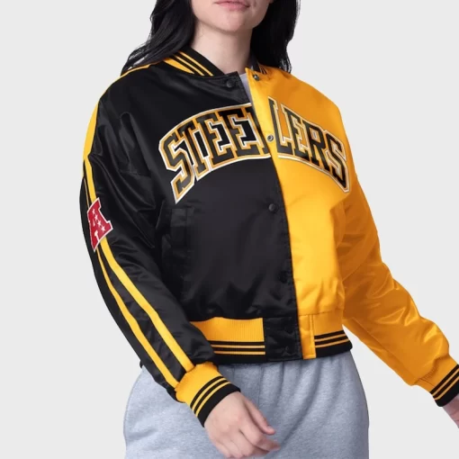 Livvy Dunne Steelers Satin Cropped Jacket