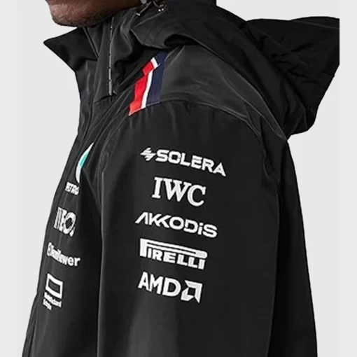 Mercedes AMG Petronas Hooded Black Team Jacket for Men and Women