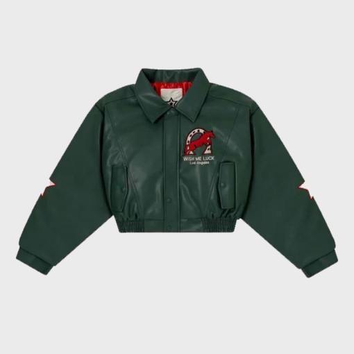 Wish Me Luck Unisex Cropped Jacket in Green