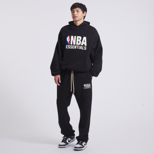 nba and essential collab black hoodie for unisex