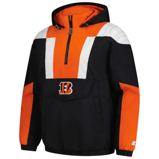 Cincinnati Bengals pullover jacket with a convenient half-zip closure and wide front pocket.