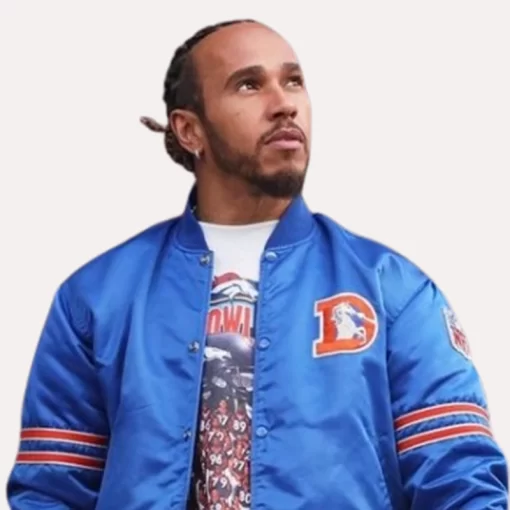 Lewis Hamilton Latest Broncos Satin Varsity Jacket