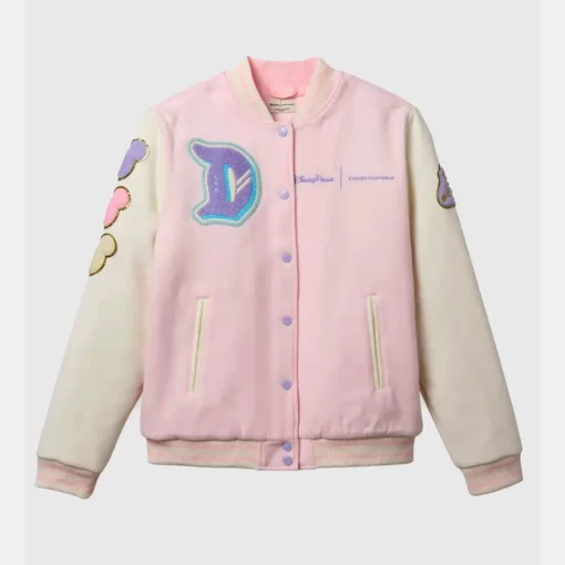 pink disney clover lane varsity jacket for womens - latest and trending disney varsity jacket for women