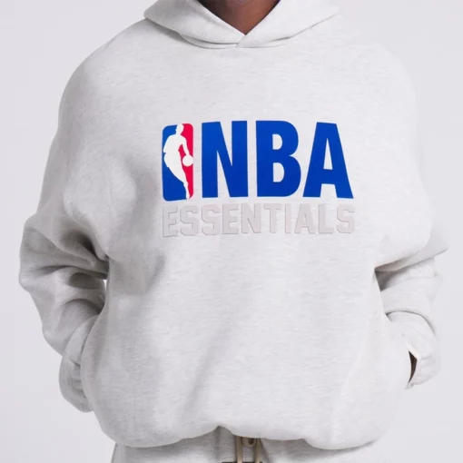 Gray nba x essentials collab hoodie - gray basketball fans hoodie