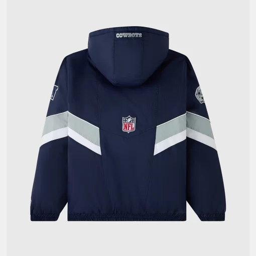 Back shot of NFL x OVO Dallas Cowboys Jacket showcasing smooth fabric and sleek collaboration style