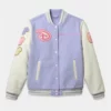 a picture of disney clover lane varsity jacket blue and white color