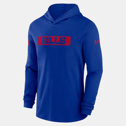 Nike Sideline Hoodie in Royal Blue with the Buffalo Bills logo, perfect for casual wear.