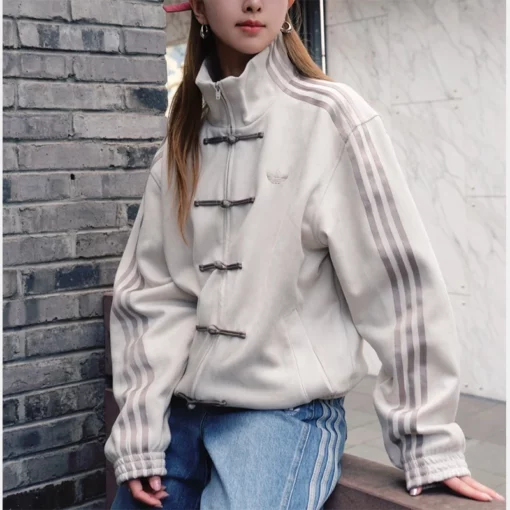 Stylish and versatile Adidas Tang High-Quality suede leather jacket for men and women, Lunar New Year edition.
