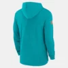 Nike Aqua Miami Dolphins Sideline Hoodie featuring bold team branding and a cozy design.
