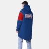 New York Giants Royal Blue Dynasty jacket with polyfill insulation, full-zip closure, and a long coat style.