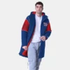 New York Giants Royal Blue Starter Polyfill Stadium jacket, featuring a long fit and full-zip design for game day comfort.