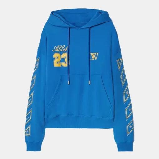 Off White Abloh 23 Unisex Blue Skate Hoodie in Oversized Style