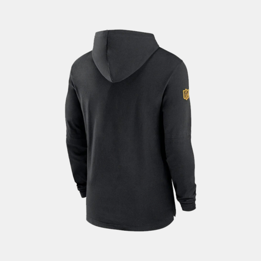 Steelers Sideline Hoodie by Nike in black, made with soft fleece for added warmth.