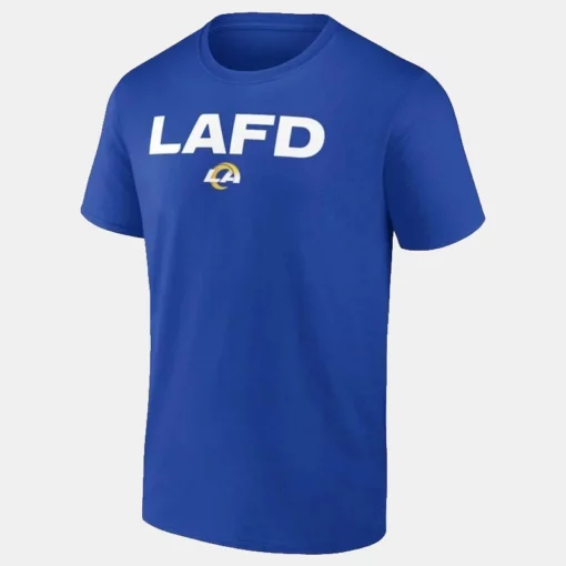 Premium Grade Blue Colored Los Angeles Rams T-shirt with LAFD logo