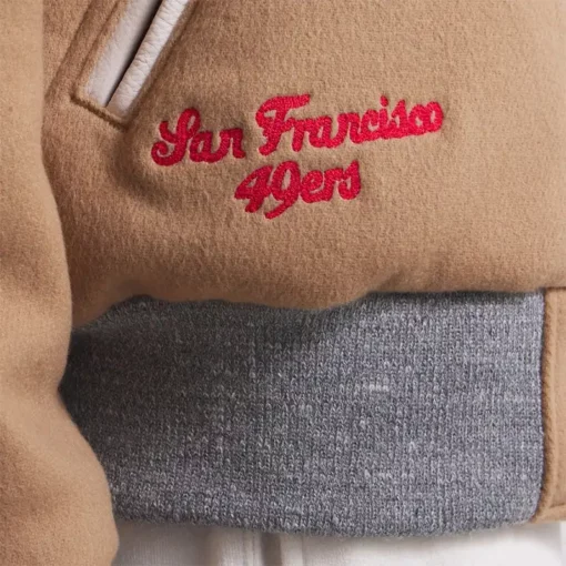 Reasonably priced 2025 Latest San Francisco 49ers Varsity Jacket in Light Brown Hue