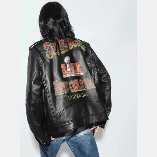 Super Bowl LIX Leather Black Asymmetrical Jacket for the fans
