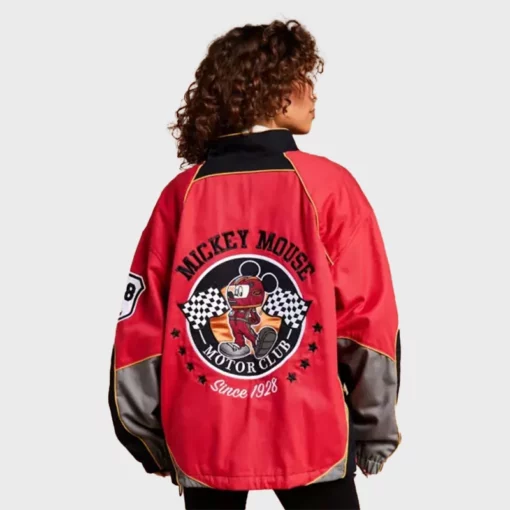Disney Land Motor Club Racing Bomber Jacket with Red and Black