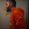 Eye-catching Super Bowl LIX DunKings tracksuit, crafted from a soft cotton-polyester blend and decorated with Dunkin’ branding