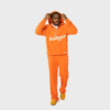 Dunkin-inspired Juicy Couture orange tracksuit with a cozy and stylish design.