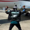 Kevin Hart Jeff Hamilton Leather Jacket Black Super Bowl 2025