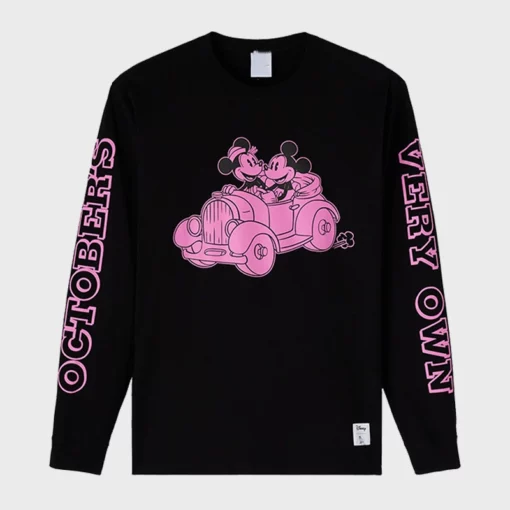 OVO Black Full-Sleeve T-Shirt with Mickey Logo at the front