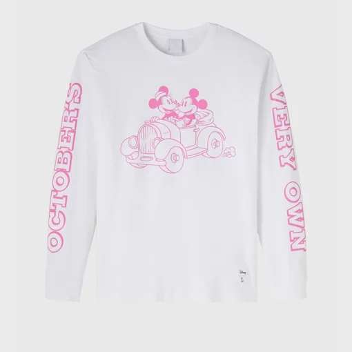 Disney x OVO 2025 White T-Shirt with Full Sleeves and Mickey Logo at the front