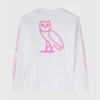 White OVO x Disney Full-Length Sleeve T-Shirt for Men and Women