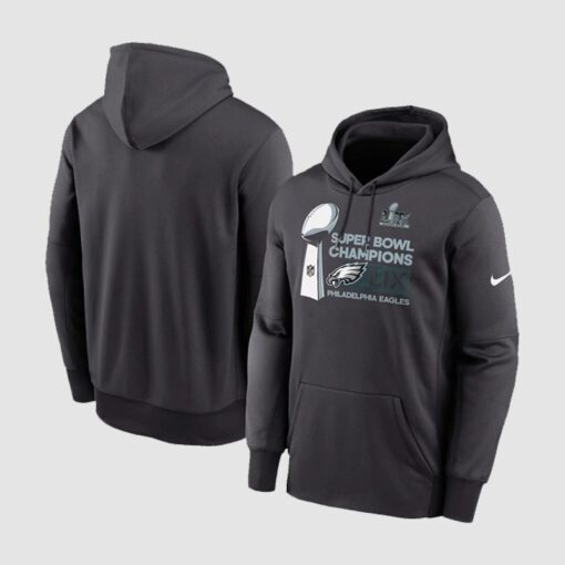 Eagles Super Bowl Champions 2025 Fleece Hoodie in Black by Nike