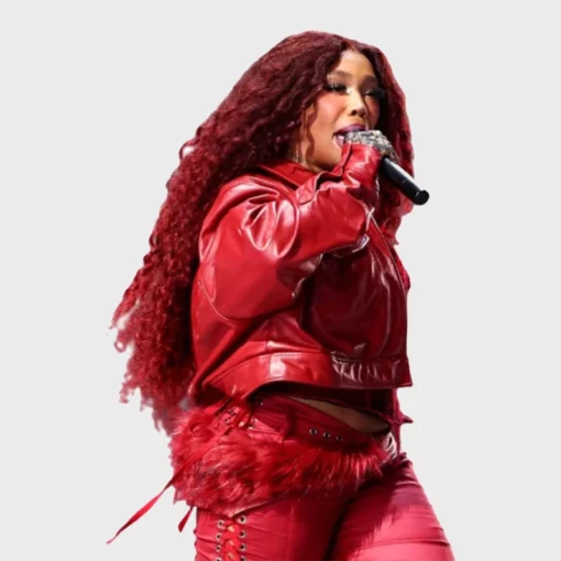 High-Quality LIX Halftime Show SZA Leather Jacket in Cropped Style