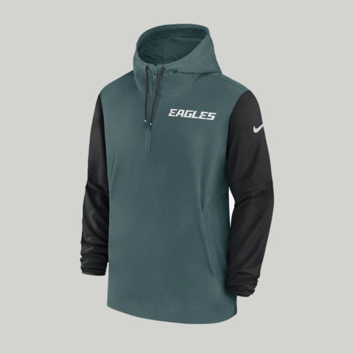 Super Bowl LIX Eagles Nike Sideline Fleece Hoodie in Green with Black Sleeves