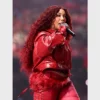 SZA Cropped Red Leather Jacket for Womens