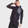 The North Face black performance jacket. with zippered pockets and durable stitching.