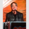 Classic black leather jacket with a tailored fit, as seen on Keith Urban at the CMA Touring Awards.
