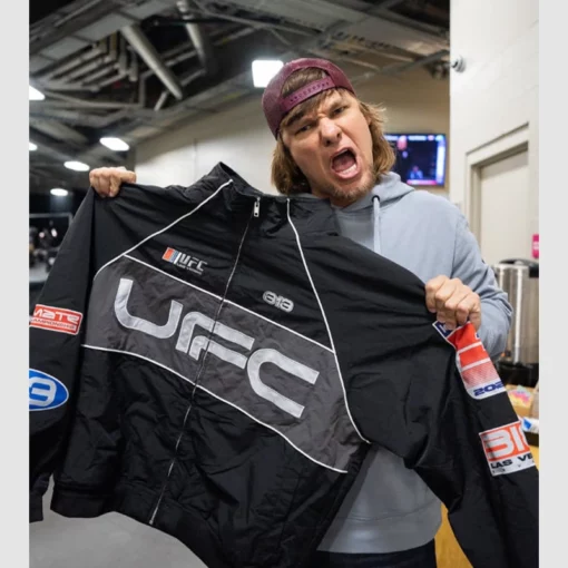Premium UFC 313 Asphalt jacket in black with a smooth, athletic fit.