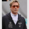 Black zip-up hoodie jacket inspired by Brad Pitt’s Formula 1 film look.