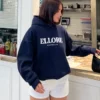 Ellore Australia oversized boxy hoodie in blue, featuring a relaxed fit and soft fabric for ultimate comfort.